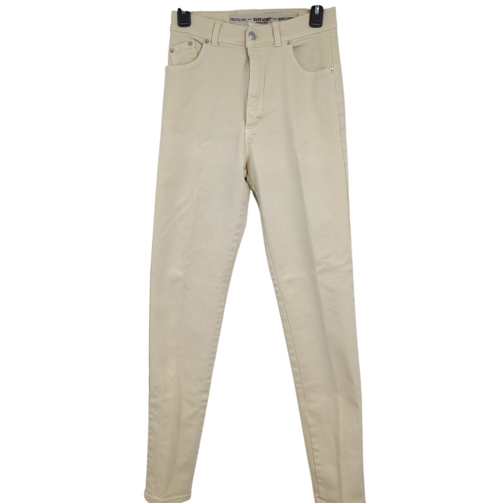 Cache Blue Light Italy High Waist Skinny Jeans Cream Off-White Denim Size 25X31